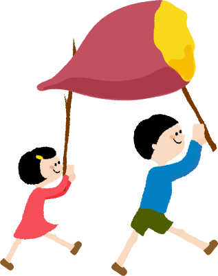 イラスト：焼き芋を持つ子供